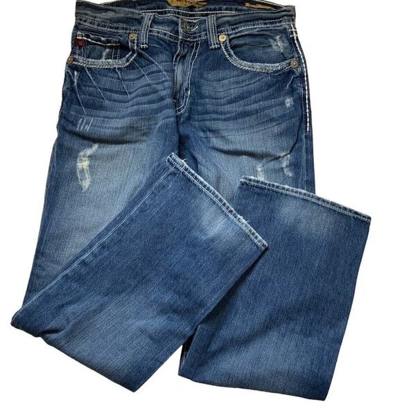 Big Star Pioneer Jeans Men's Size 33R Bootcut Distressed Big Stitches Blue Denim - Picture 3 of 12